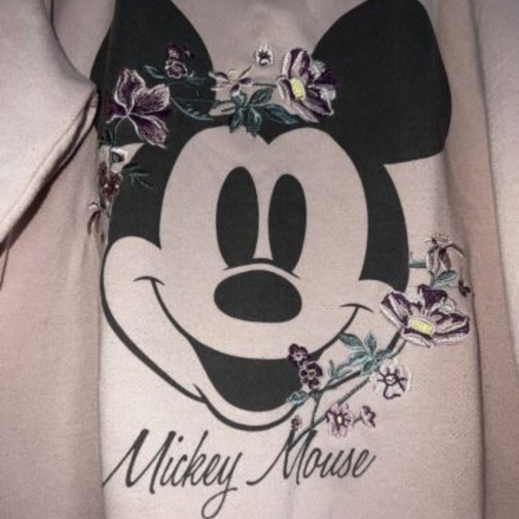Disney Mickey Mouse Crew Neck Sweatshirt Med Embroidered Flowers Cotton On pink - Picture 3 of 7